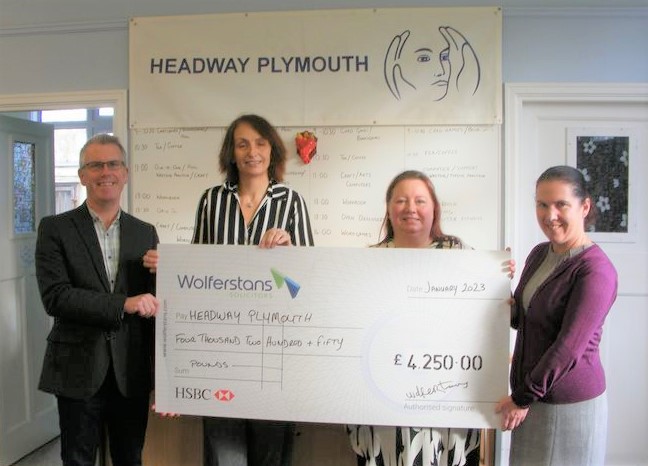 Wolferstans Solicitors Raise Thousands for Headway Plymouth